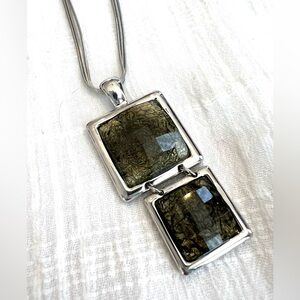 Lia Sophia Silver and Green Pendant Necklace